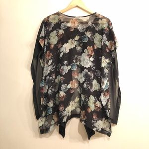 top shop | dark floral drapey blouse
